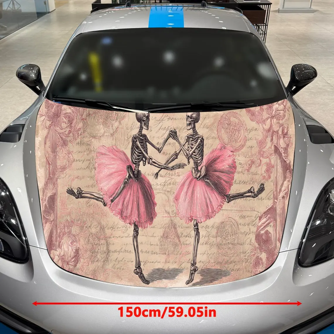 Gothic Dancing Skeleton Ballerina Auto Cover Sticker, Waterproof and Self-adhesive Car Hood Decal, Auto Vinyl Wraps, Cool Car Ex
