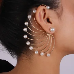 1pc Exaggerated Fan Shaped Ear Jacket Wedding Bridal Prom Statement Earrings Summer Hawaiian Jewelry