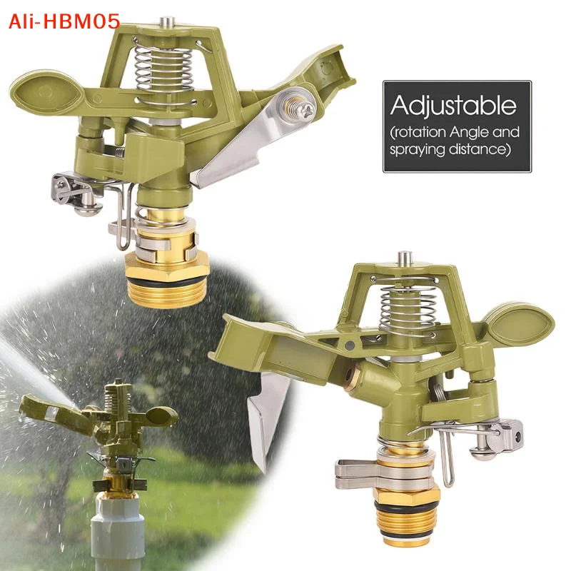 (HB05) 1 pièce Arroseur pulsateur métallique 1/2 3/4 pouce à bras oscillant rotatif à 360 degrés pour l'arrosage des pelouses et systèmes d'irrigation de jardin