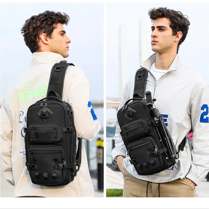 Imagem -05 - Ozuko Bolsa de Peito Masculino ao ar Livre Tático um Ombro Crossbody Bolsa de Alta Capacidade à Prova Impermeável Água Esportes para o Homem