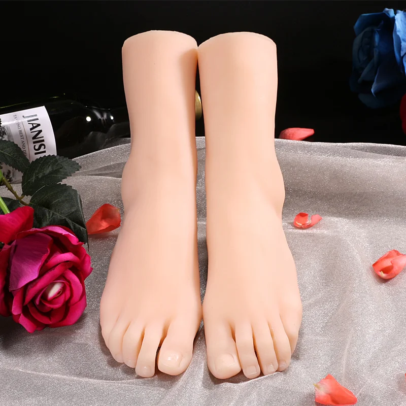 

A TPE Simulation Female Foot Model Mannequin Shooting Paint Teaching Nail Art Display Foot Fetish Women Stockings Display N2