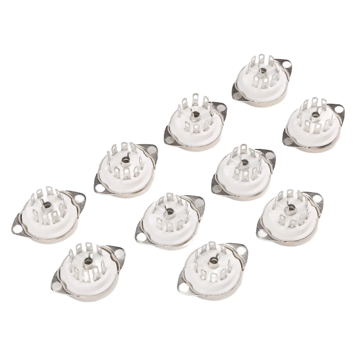 N84R 10PCS Ceramic B9A Silver-Plated 9Pin Vacuum Tube Socket Panel Chassis Mount for ECC81 ECC82 ECC83 EL84 6922 Vacuum Tube