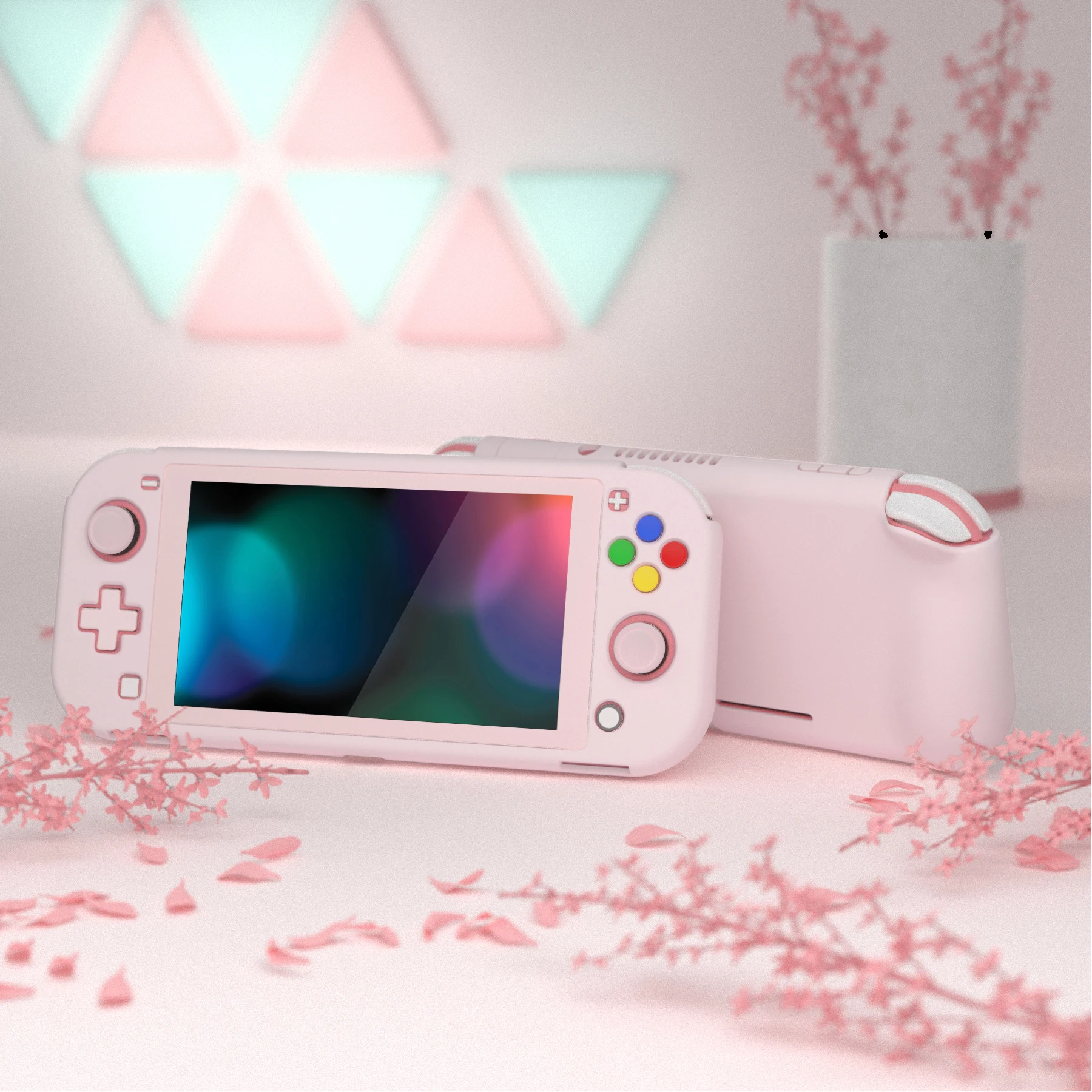 PlayVital ZealProtect-funda protectora ergonómica para Nintendo Switch Lite, Protector de pantalla, empuñaduras de pulgar y tapas de botones, color rosa