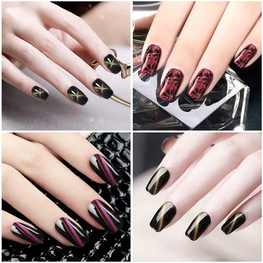 YIKOOLIN 3D Cat Eyes Magnet Magnetic UV Gel Nail Polish Magnet Pens Set Flower Ombre Design Double Head Magnet Stick Manicure view 6