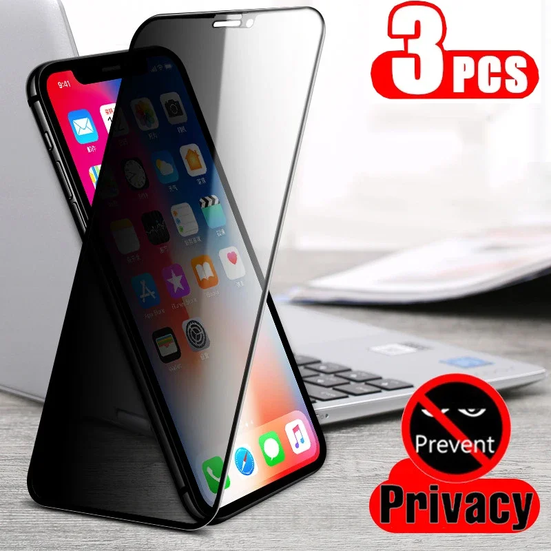 3 Stück schwarzes Sichtschutzglas für iPhone 11 12 13 14 15 16 Pro XS Max XR Anti-Spy Displayschutzfolien für iPhone 7 8Plus SE2020 Private
