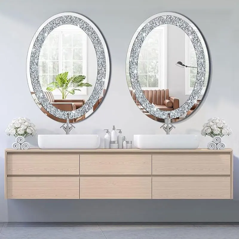 DSA diamond-encrusted decorative mirror living room entrance wall-mounted decorative mirror light luxury bathroom bathroom