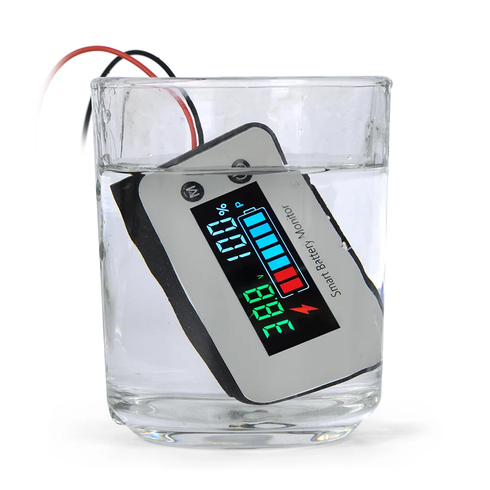 DC 7-100v Battery Capacity Monitor Meter 12v 24v 48v Battery Power Percentage Voltage Temperature Indicator Gauge 4 Styles