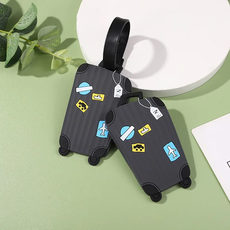 Luggage Box-shaped PVC Luggage Tag, Travel Label, Boarding Pass, Travel Bag with Cartoon Tag, Hanging Tag, Checked Tag