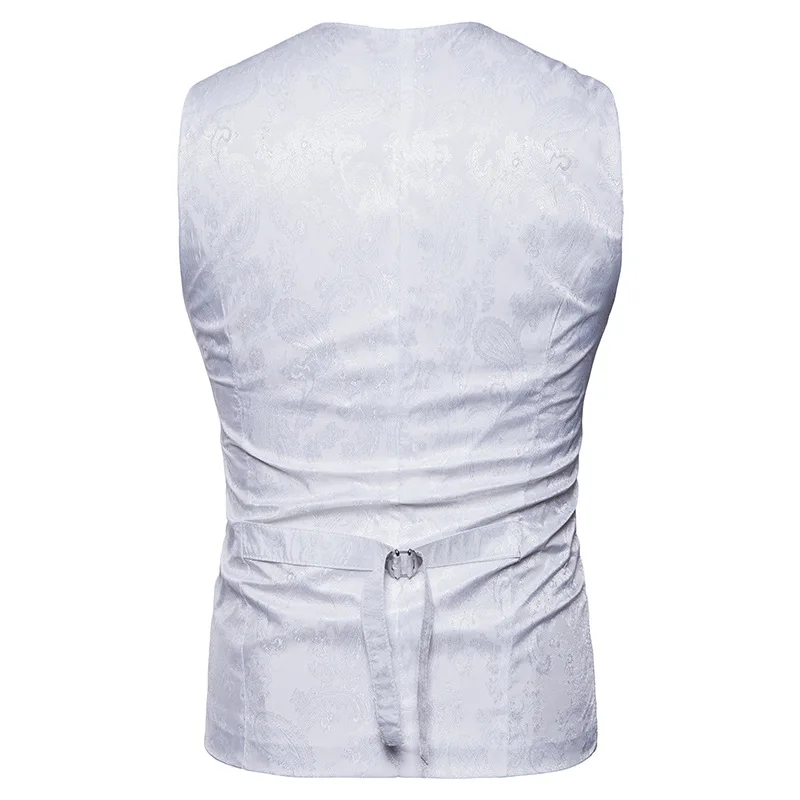 White  Gothic Steampunk Vest Men Chaleco Hombre 2023 Brand Paisley Brocade Waistcoat Men Party Business Wedding Prom Vest Male