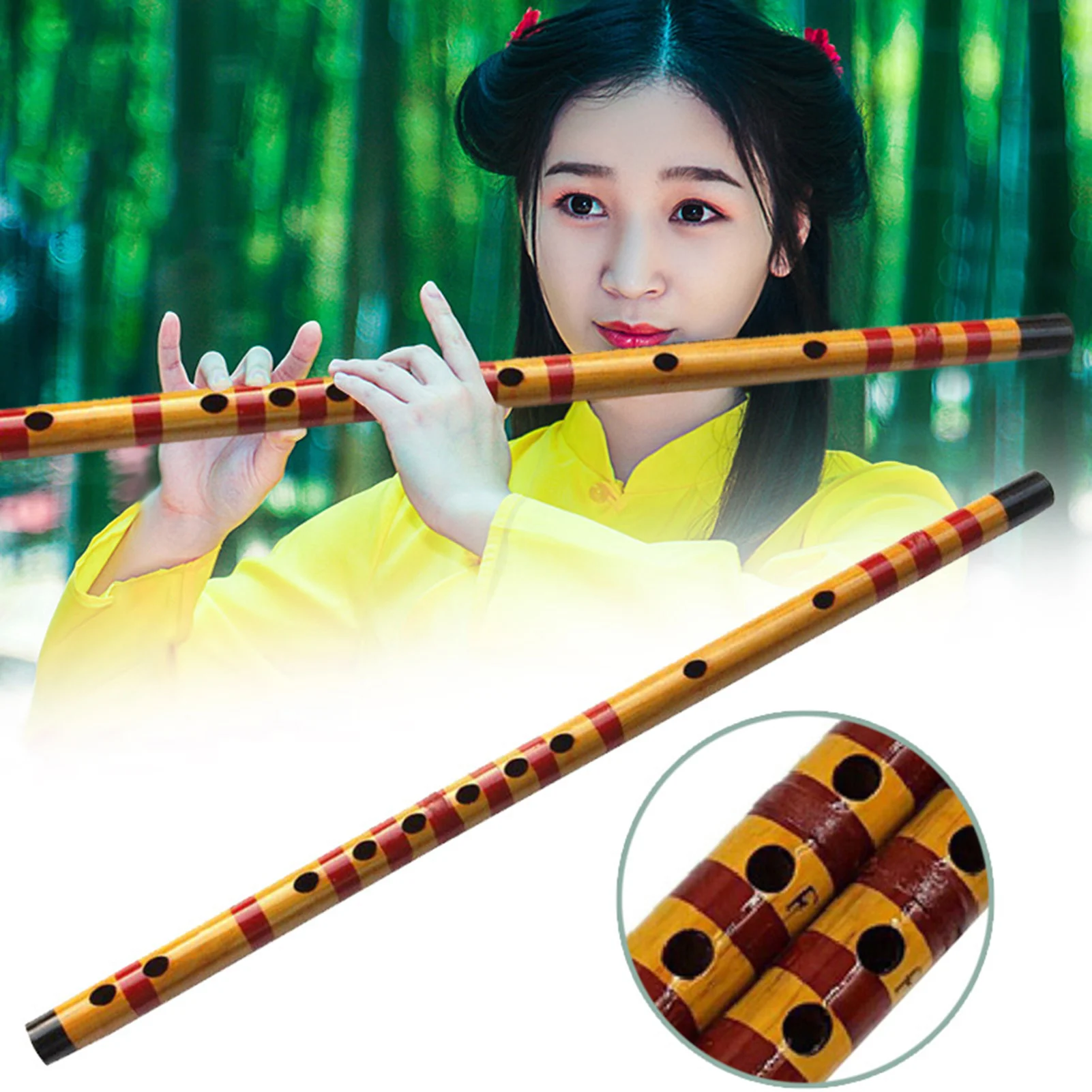 Handmade Wooden Bamboo Flute Smooth Surface No Burrs Flute with Chinese Knot for Beginner Student Music Examination FOU99