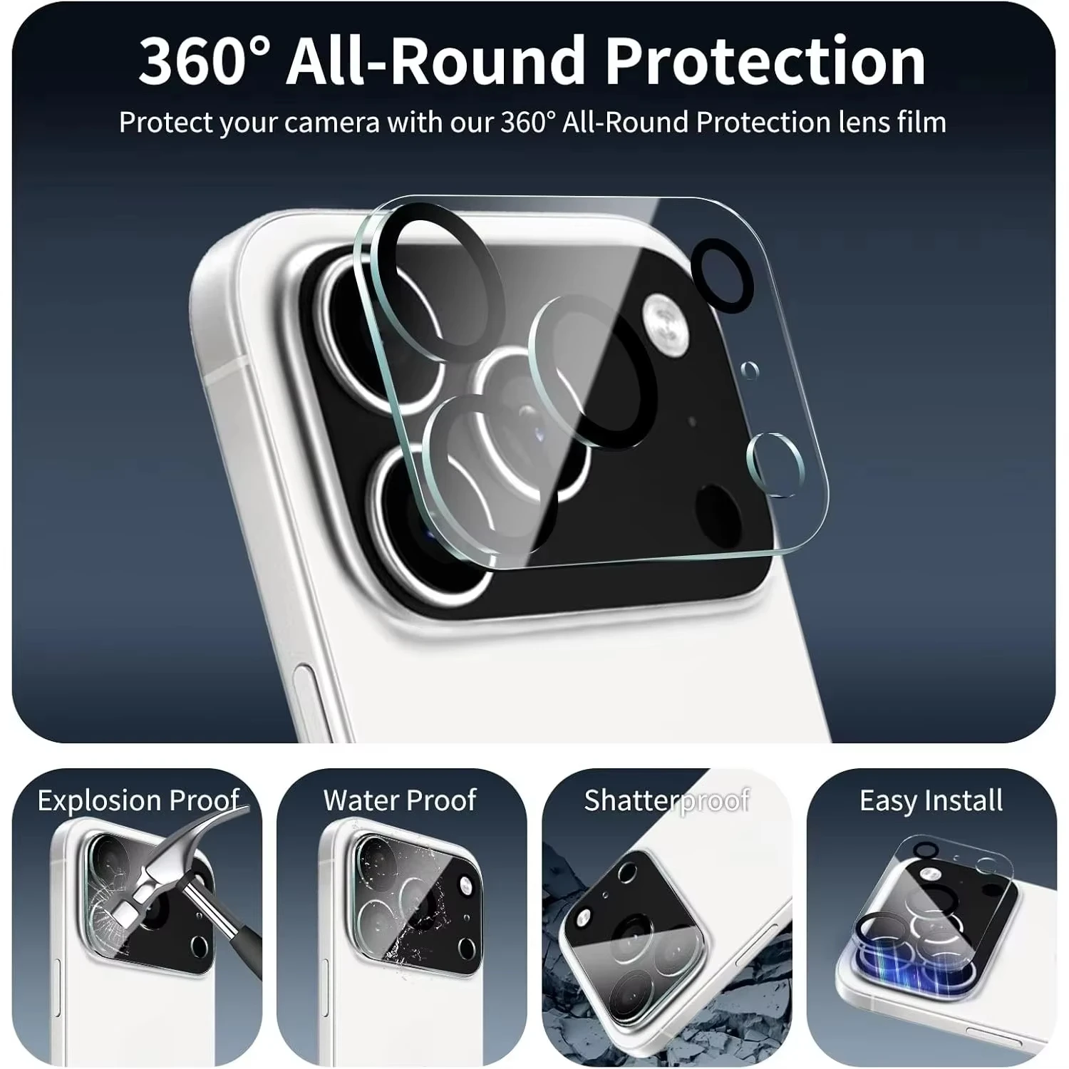 4PCS HD Camera Lens Protectors For iPhone 18 Pro Max 17 13 16 15 14 11 12 Mini Air Duo HD Clear Protective Lens Film Glass view 3