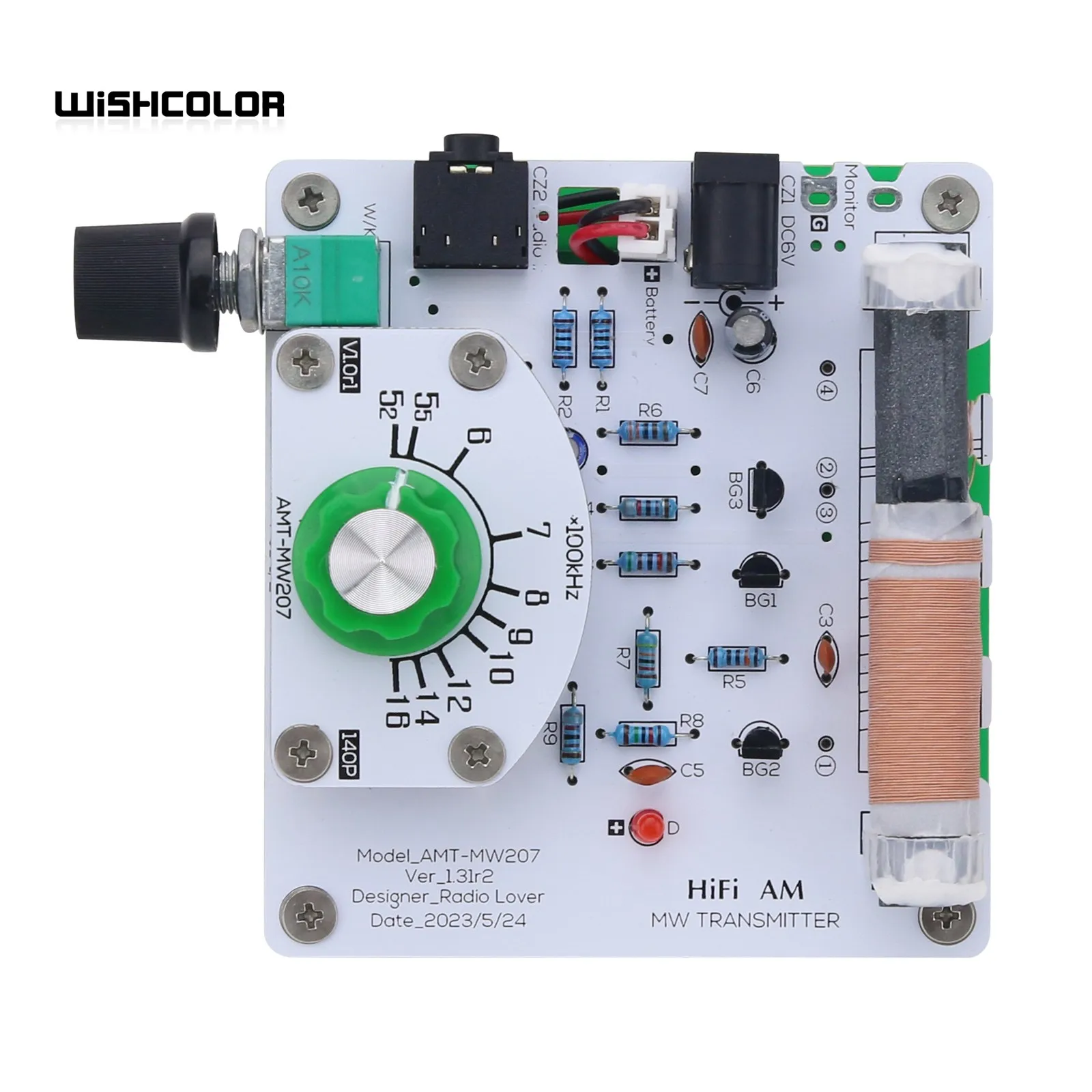 Wishcolor AMT-MW207 Medium Wave Radio Transmitter High Fidelity AM Radio Transmitter DIY Circuit Board 525~1605kHz 6V