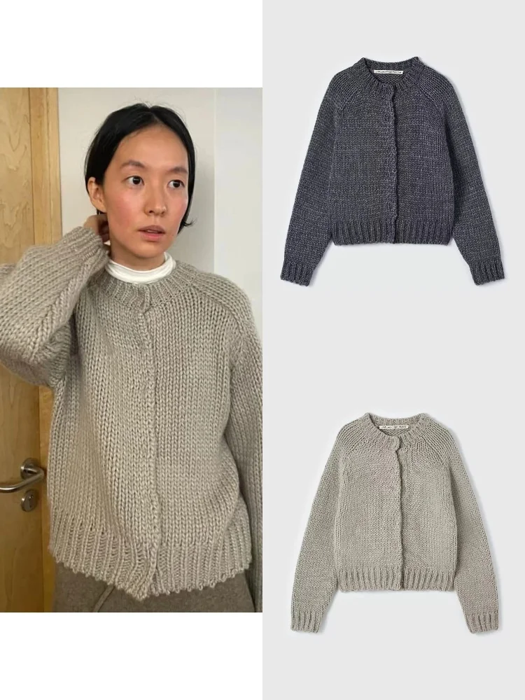 

Свободный женский вязаный открытый кардиган, круглый Ne Thiened, повседневный свитер, мягкий простой модный осенний сезон