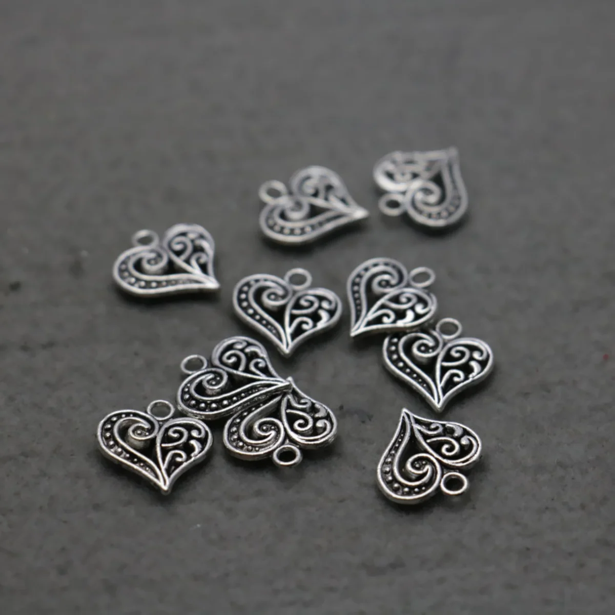 5PCS Fittings for Accessory Heart Pendant Alloy Components Findings 14mm New DIY Girl Jewelry Design Making Silver-plate Buttons