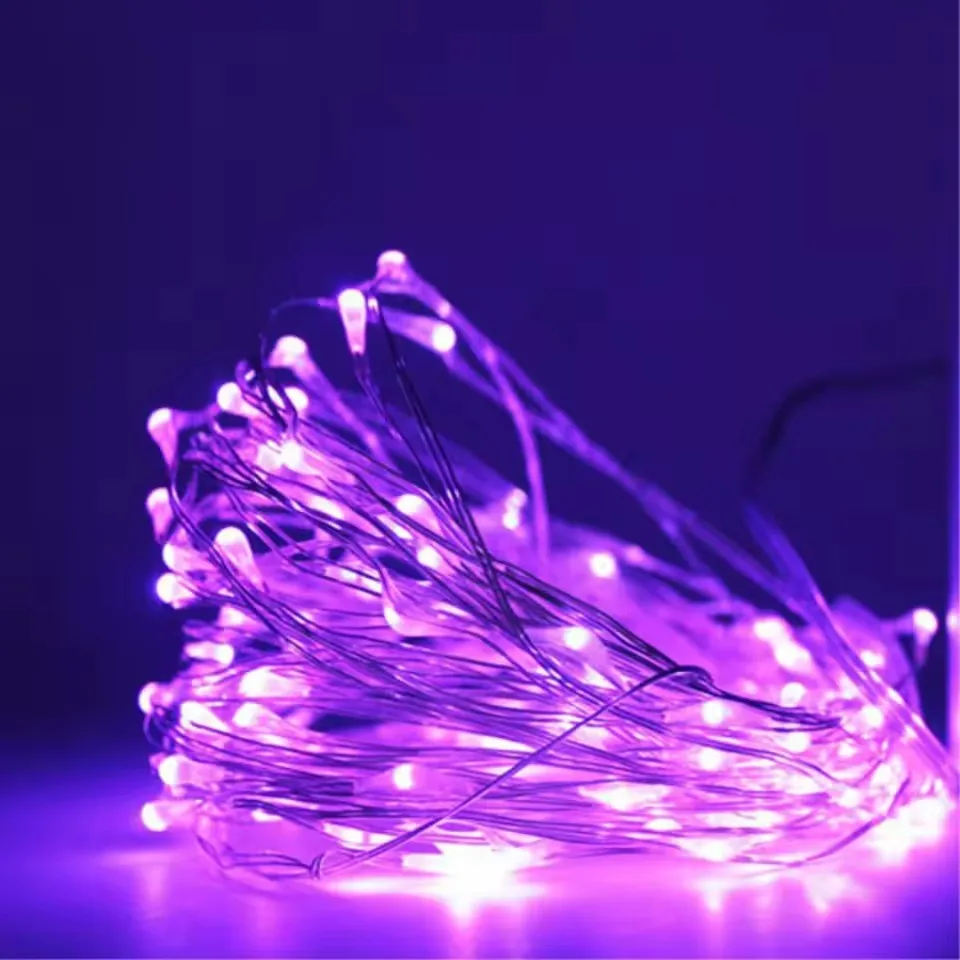30/50/100LED Kupferdraht Lichterketten Batteriebetriebene Halloween Lila Lichterkette Innen Hochzeit Weihnachten Girlande Party Dekor – Detail 11