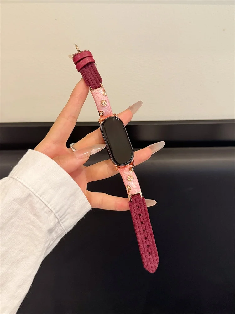 

Drip glue flower corduroy strap suitable Xiaomi Band 8Pro/9Pro，For Mi band 3/4/5/6/7，8/8NFC/9/9NFC/10/10NFC，For Redmi Watch5/4/6