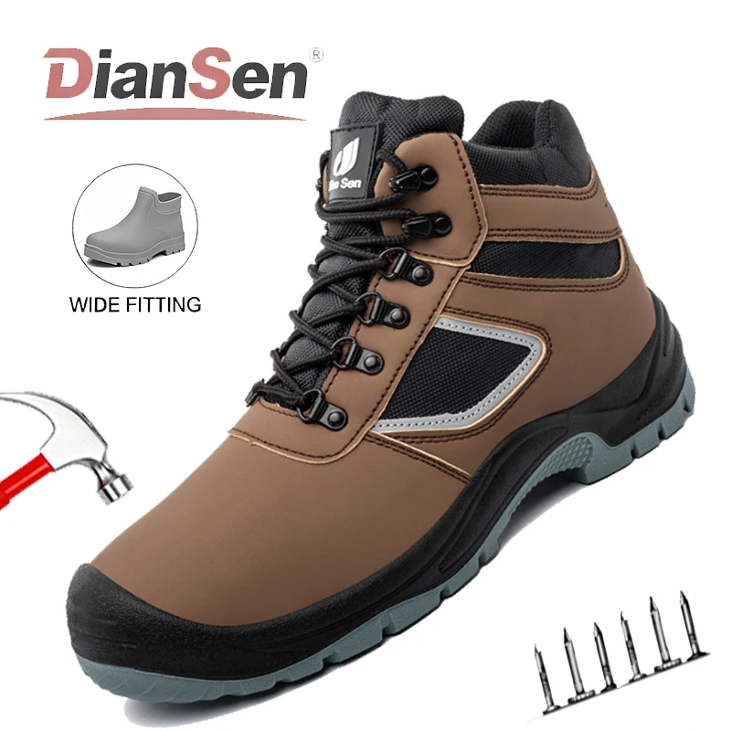 

Mens Work Safety Boots Anti-Puncture Casual Walking Shoes Waterproof Leather Shoes Mens Hiking Boots Indestructible Shoes
