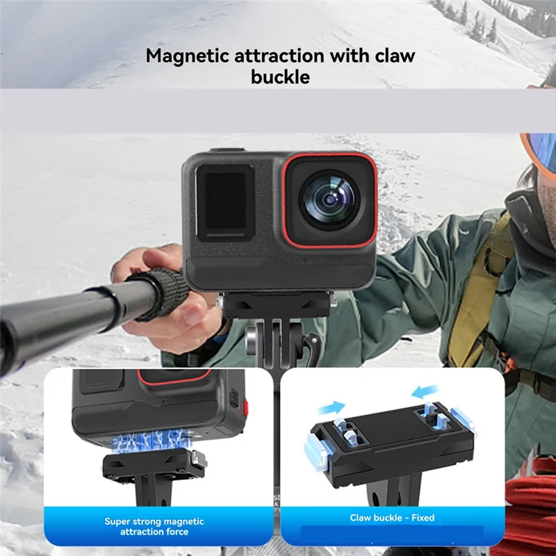 B18B ل Insta360 X5 Ace Pro2 المغناطيسي الإفراج السريع قاعدة قوس ركوب حامل محول للكاميرات الرياضية