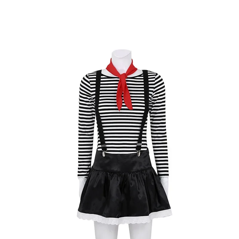 Halloween Cosplay Pantomime Clown Circus Performance Costume Drama Clown Costume Striped Suit