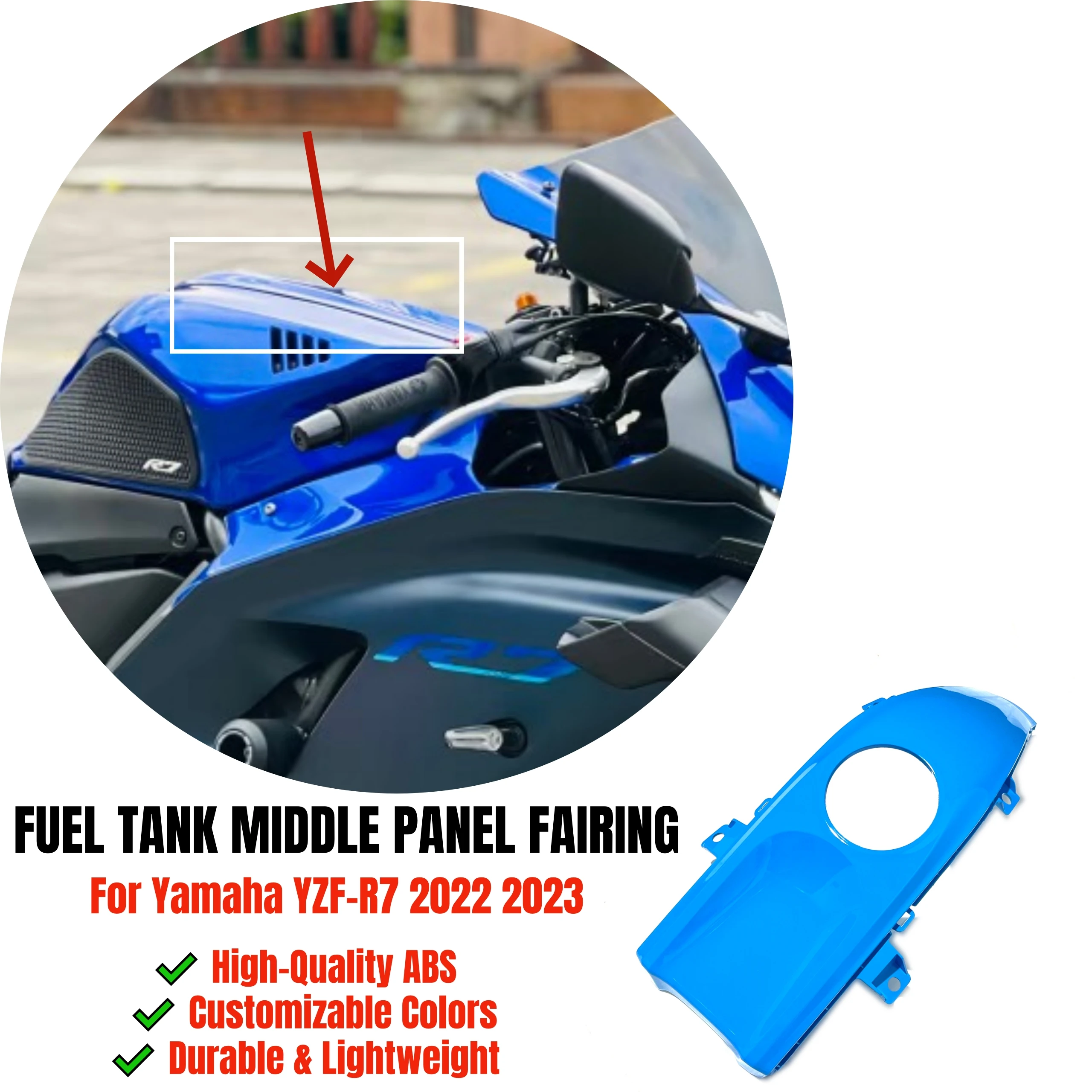 

Для Yamaha YZF-R7 R7 2022 2023, топливный бак мотоцикла, средняя панель, обтекатель, АБС-пластик, внешний комплект кузова, детали