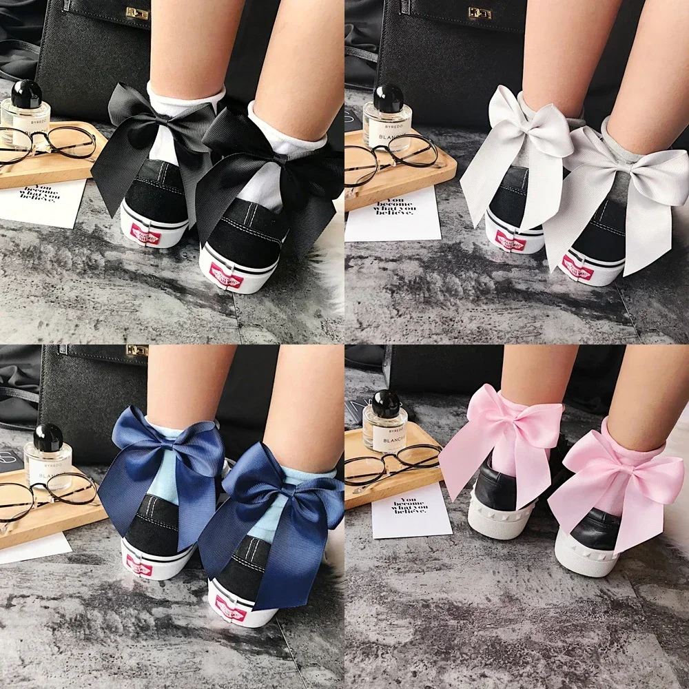 1/3 Pairs Women Cute Bow Ankle Socks Harajuku Fashion Cotton Short Socks Summer Autumn Hipster Funny Casual Socks