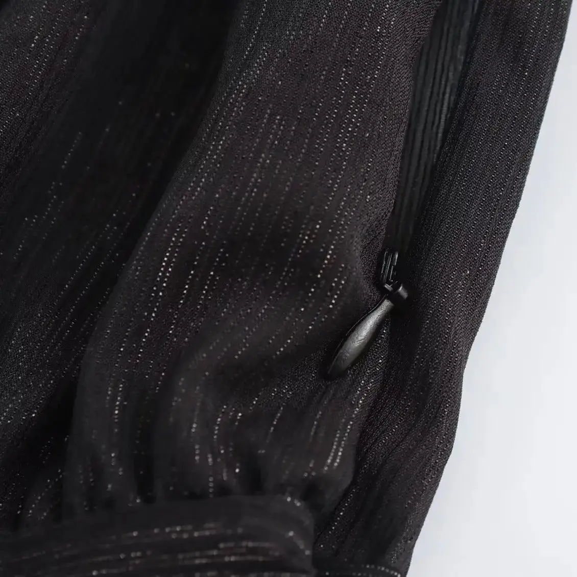 2025 vintage preto com linha de brilho chiffon vestido de manga longa mulher gravata arco colarinho ruched cintura fina 2 camadas bainha vestidos robe