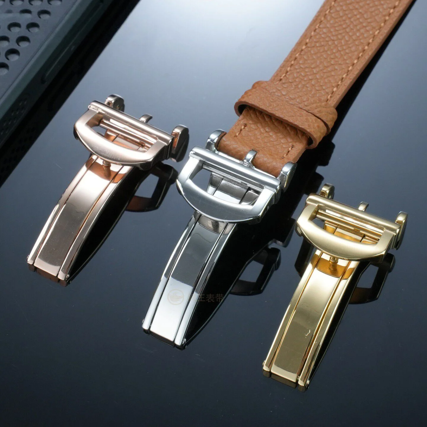 

Stainless Steel Buckle For Wanguo Genuine Leather Silicone Strap Special Folding Buckle Steel Gold Rose Gold Black 16mm Buckle