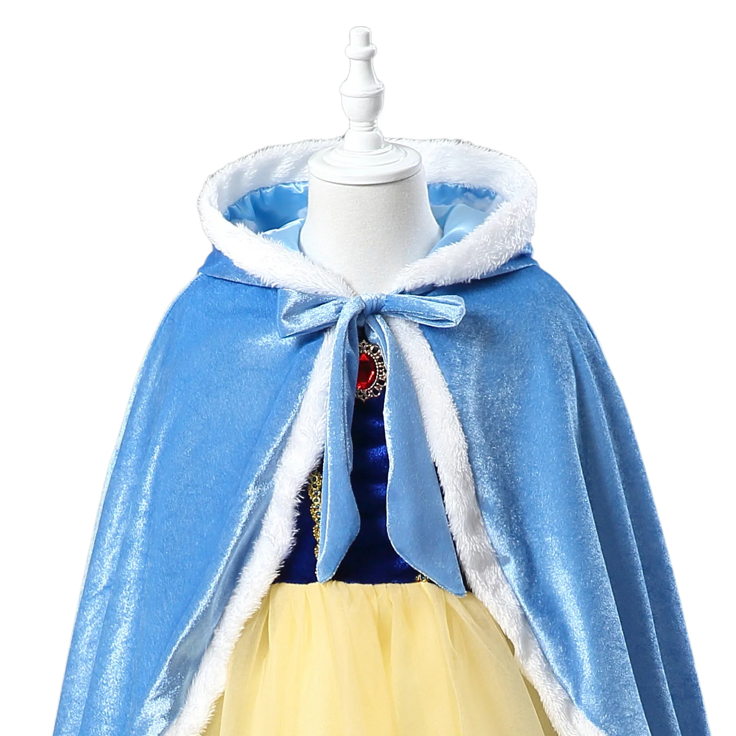 Anime Four Colors Princess Cloak for Girls Kids Autumn and Winter Plus Velvet Hooded Cloak Halloween Princess Cosplay Costume