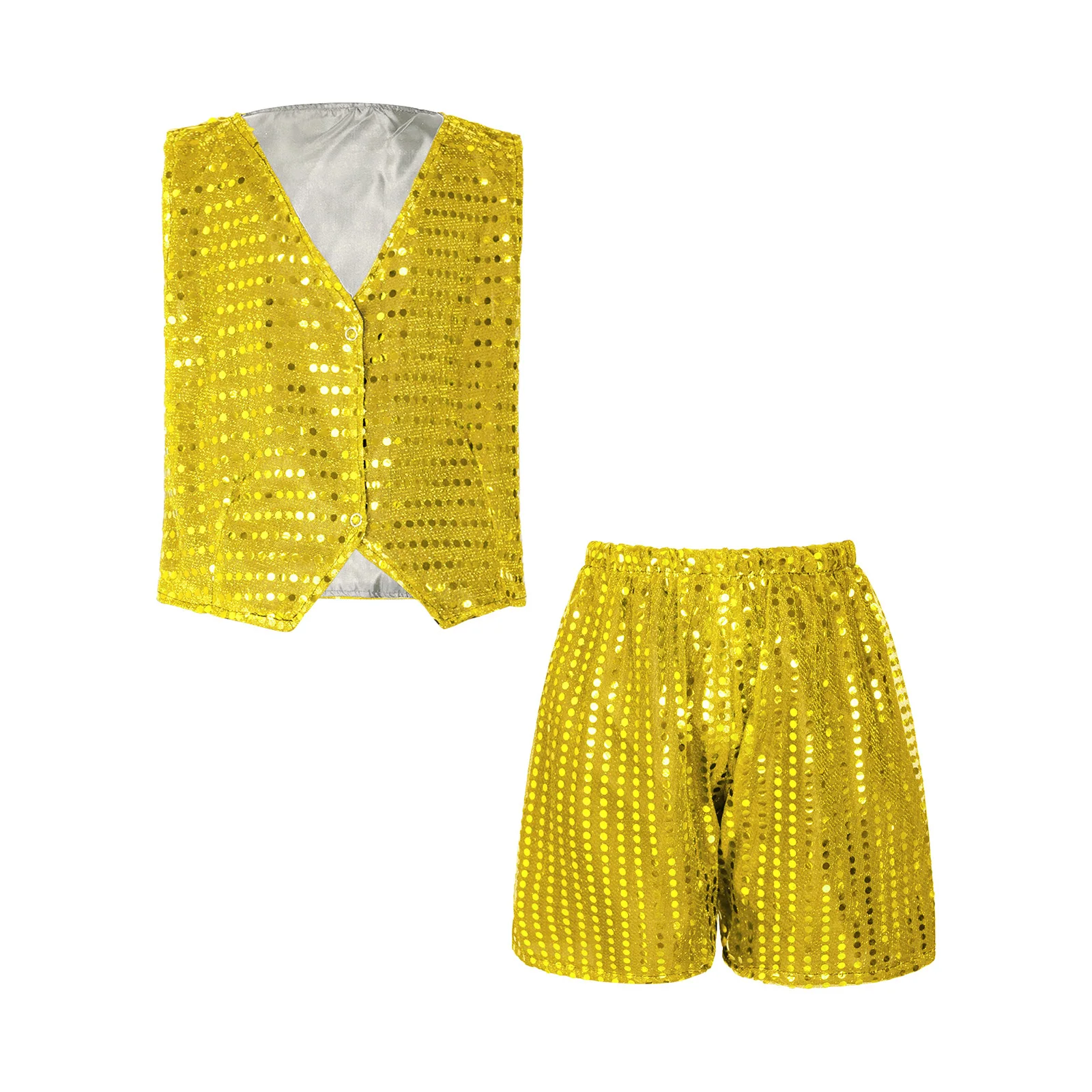 Fashion Kids Hip Hop Outfit Boys Girls Shiny Sequins Children Disco Jazz Dance Stage Performance Costume Street Dancing Suits