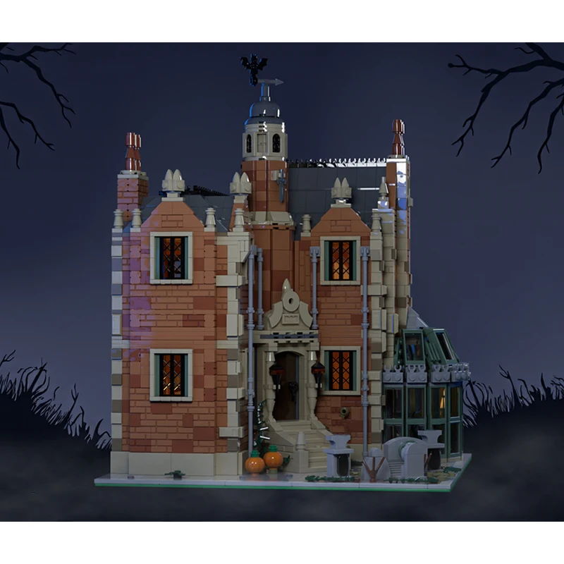 Mysteriöse Halloween Spukhaus Diorama Ziegel modulare Horror Stadtbild Haus Blöcke Herrenhaus Villa Friedhof Moc Corne