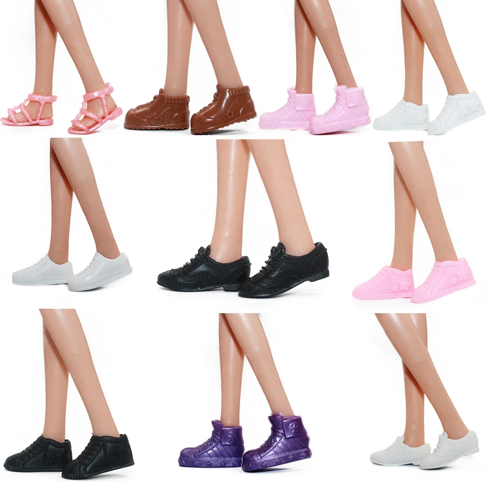 NK 10 Pcs Random Shoes Fashion Sandals High Heel Slippers Dress Clothes for Barbie Dolls Accessories Girls' 1/6 Doll Toys