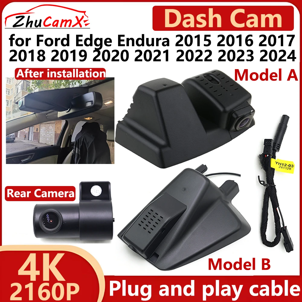 

ZhuCamX for Ford Edge Endura 2015~2024 4K UHD 2160P Car DVR Dash Cam Camera Night Vision Recorder Plug and Play