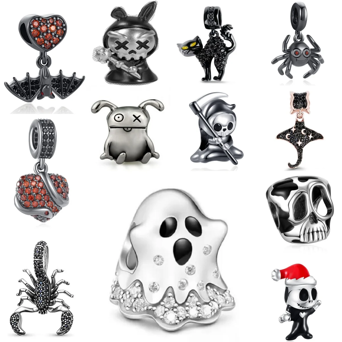 

2025 925, серебристый, черный, серия, подвеска в виде клоуна, подвеска в виде скорпиона, паука, подходит для оригинального браслета, женские ювелирные изделия из бисера «сделай сам»