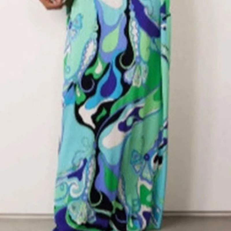 العرقية الرجعية نمط طباعة فضفاض ماكسي فساتين امرأة 2025 الربيع طاقم الرقبة طويلة البلوز فستان الخريف 3/4 كم فام بوهو فستان