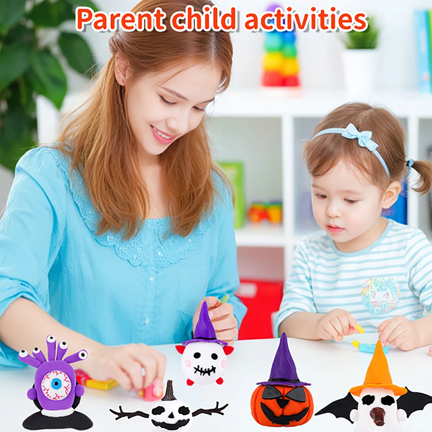 Halloween DIY handgemaakt kleispeelgoed voor kinderen, vakantieklei pompoenhoofd decoratiegeschenken