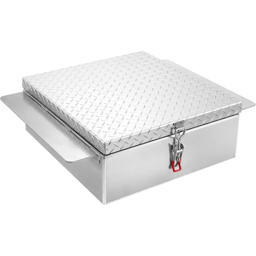 

Durable Diamond Plate Toolbox Chest for Trucks, RVs, and Trailers - 220 lbs Capacity, 30.3x24x9 in, Silver