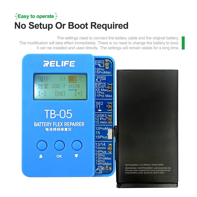 RELIFE TB-05 TB-06 TB05 06 Battery Cable Repair Instrument Setup-free and Boot-free Adapt to various models for IPhone IP8G-14PM