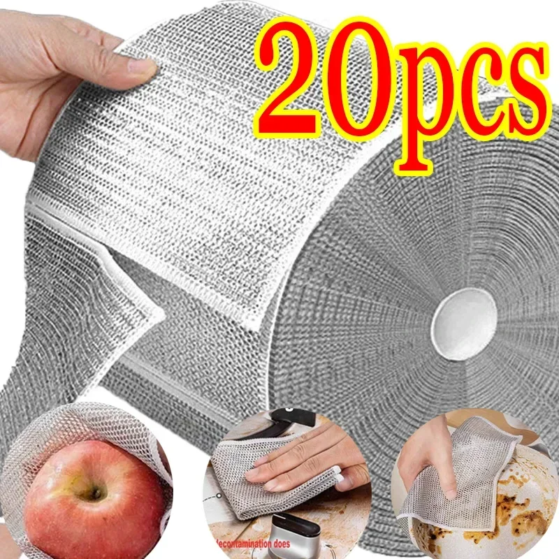 Kitchen Cleaning Metal Cloth Microfiber Multi-Purpose-Non-Stick,Quick-Dry Mesh Scrubbers for Pots&Stoves,Reusable Kitchen Towels