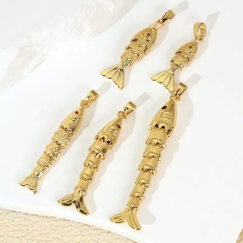 Rame Oro Reale che Conservano il Colore Galvanotecnica Koi Pesce Rosso Carpa Altalena Ciondolo Fai Da Te Bracciale Collana Orecchino Accessori