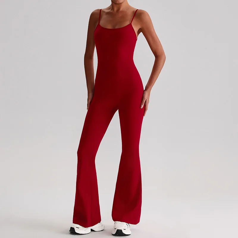 

Jenny&dave Adjustable Shoulder Strap Tight Fitting Jumpsuit For Women's Backless Fitness And Body Shaping Yoga Jumpsuit