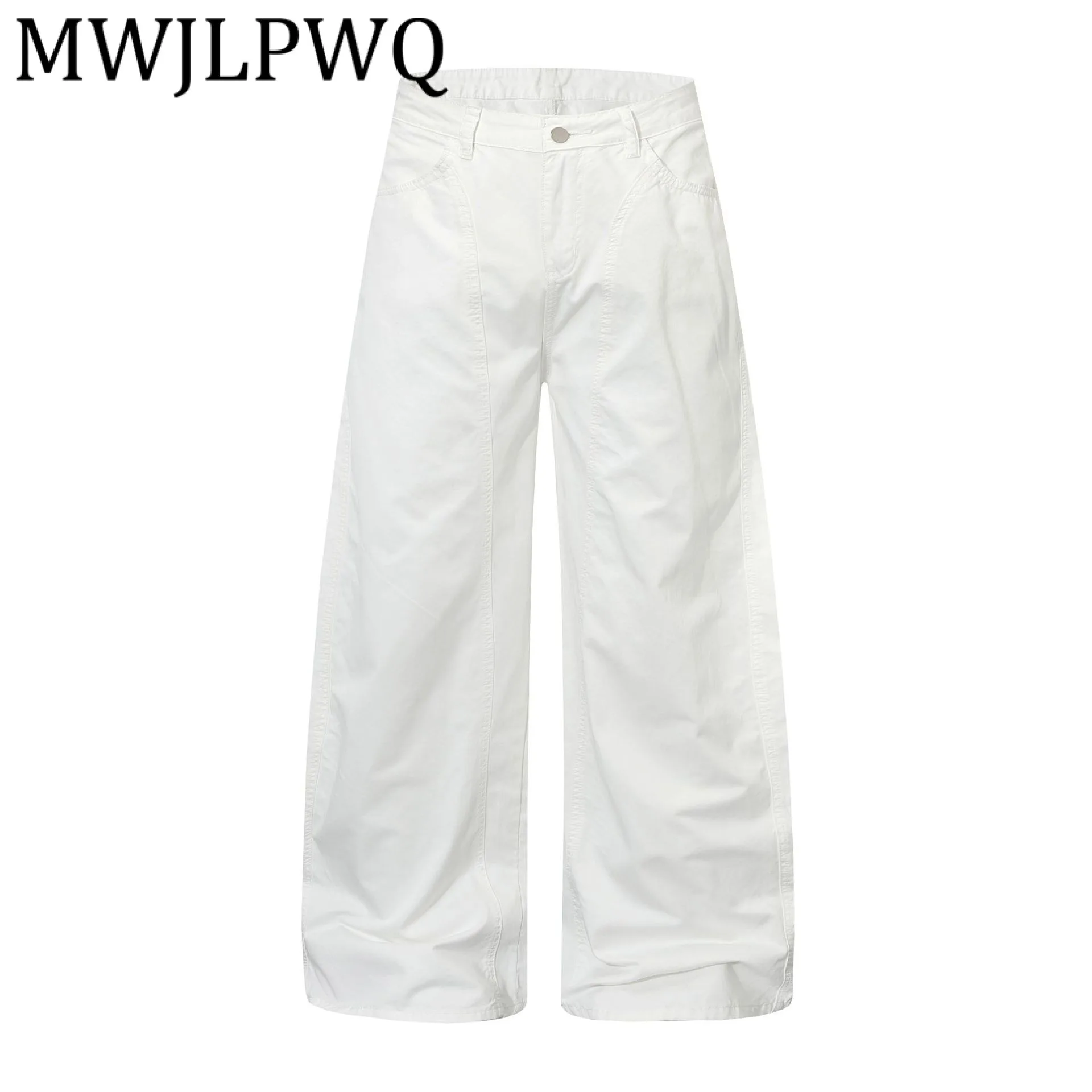 

MWJLPWQ American Style Simple Loose Wide-Leg Cargo Pants Men's Strusture Modish Casual Trousers 2025 Spring Autumn New 21812