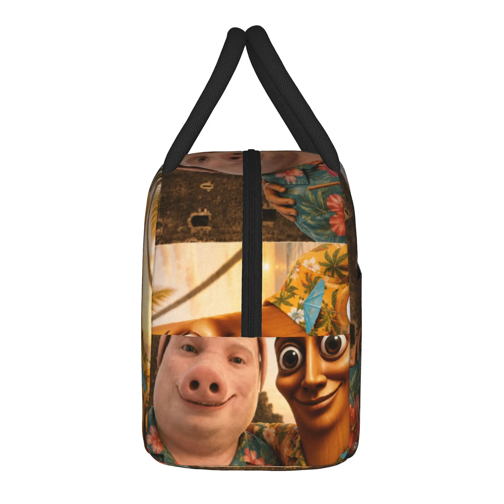 Tropical Beach Summer Meme Joke Tung Sahur John Pork Lunch Bag Picnic Lunch Box For Girls Graphic Design Thermal Tote Handbags