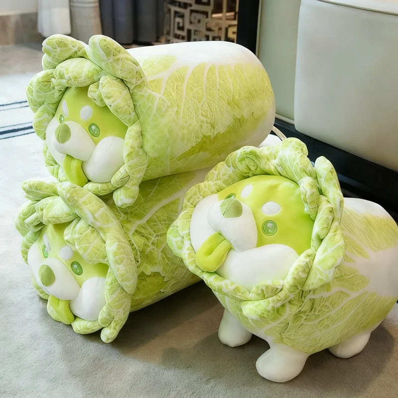 Elfos vegetais repolho cão brinquedo de pelúcia bonito dos desenhos animados travesseiro de dormir animal de pelúcia macio adorável artesanal boneca aniversário diversão presentes