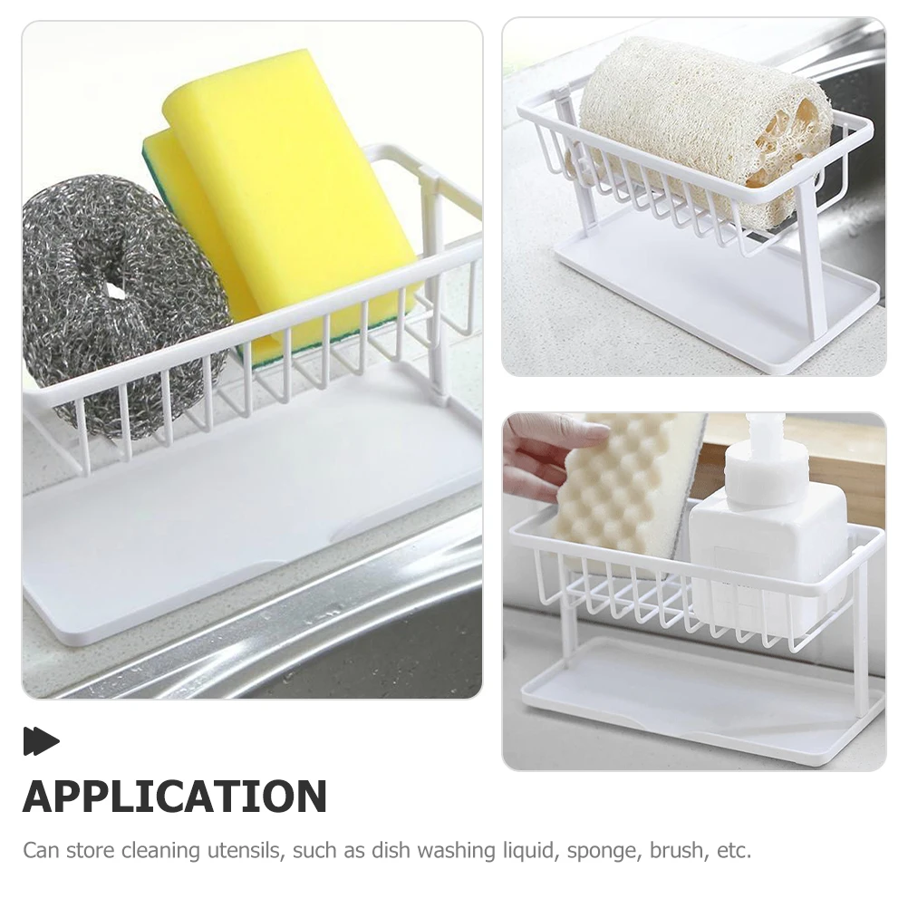 

Kitchen Sponge Holder Dishcloth Draining Shelf Sink Organizer Storage Rack Soap Brush Holder Space-Saving Drying Drain Rack