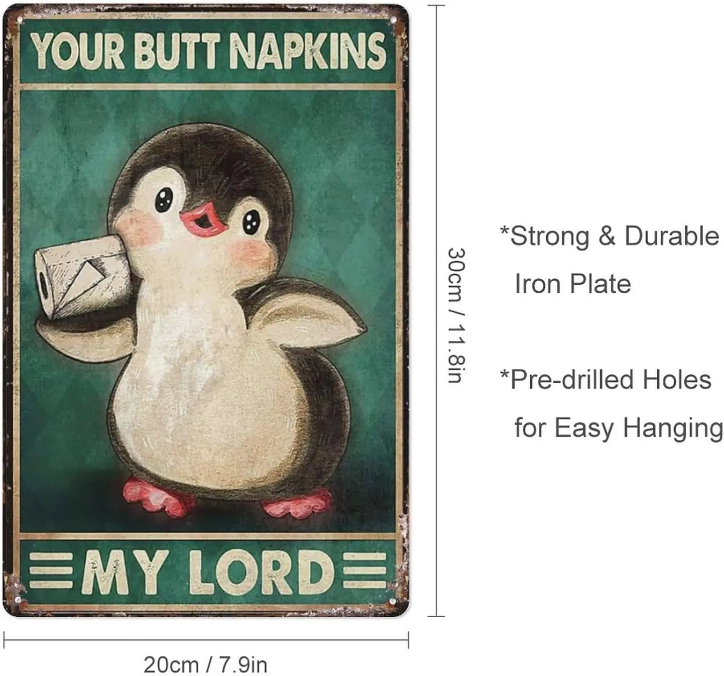 Rustic Retro Metal Tin Sign Penguin Your Butt Napkins My Lord Poster For Home, Living Room, Garden, Bedroom, Office, Hotel, Cafe