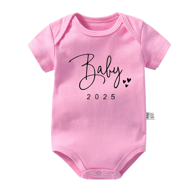 Baby 2025 Pregnancy Announcement Newborn Baby Bodysuits Cotton Summer Boys Girls Romper Infant Jumpsuit Clothes Outfits