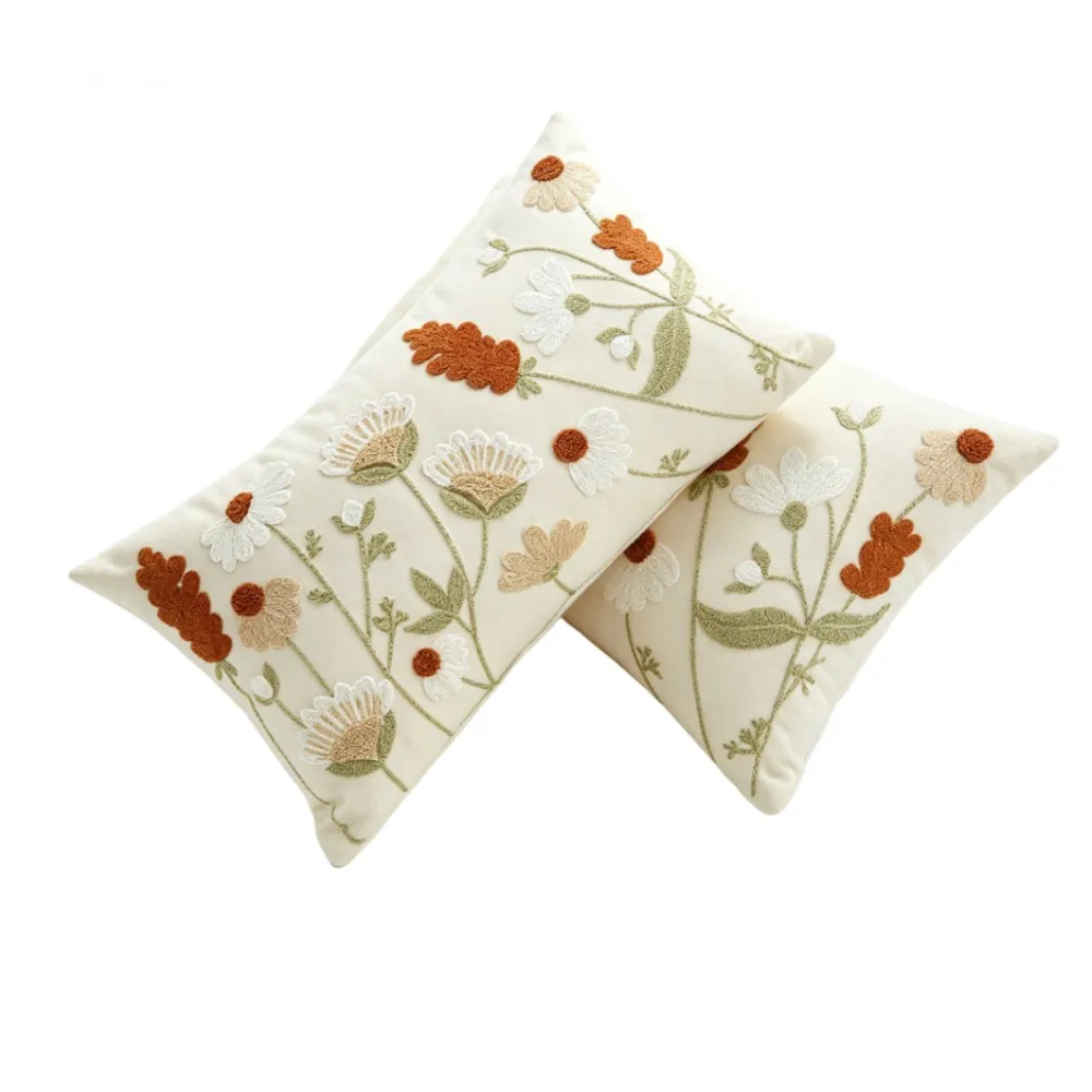 1/2PCS Multi-Color Floral Pattern Embroidery Pillowcase Artwork Home Universal Decorations Cushion Cover 30x50cm 45x45cm