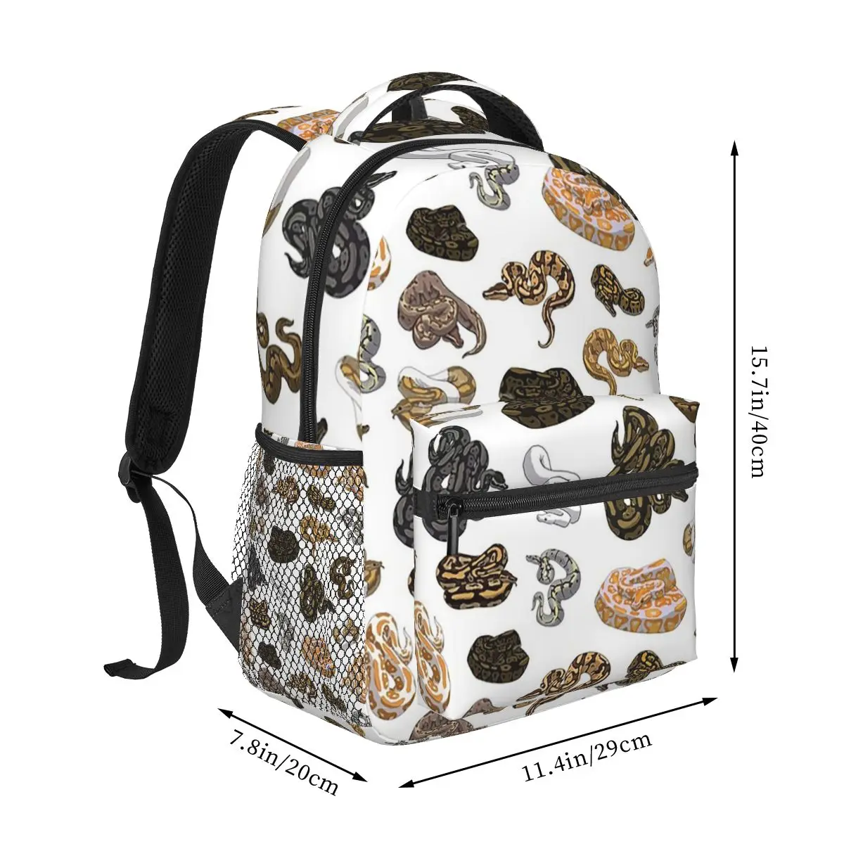 حقائب ظهر بدون أكمام بنمط الأفعى من Ball Python Morph للأولاد والبنات حقيبة كتب للطلاب حقائب مدرسية حقيبة كتف للسفر