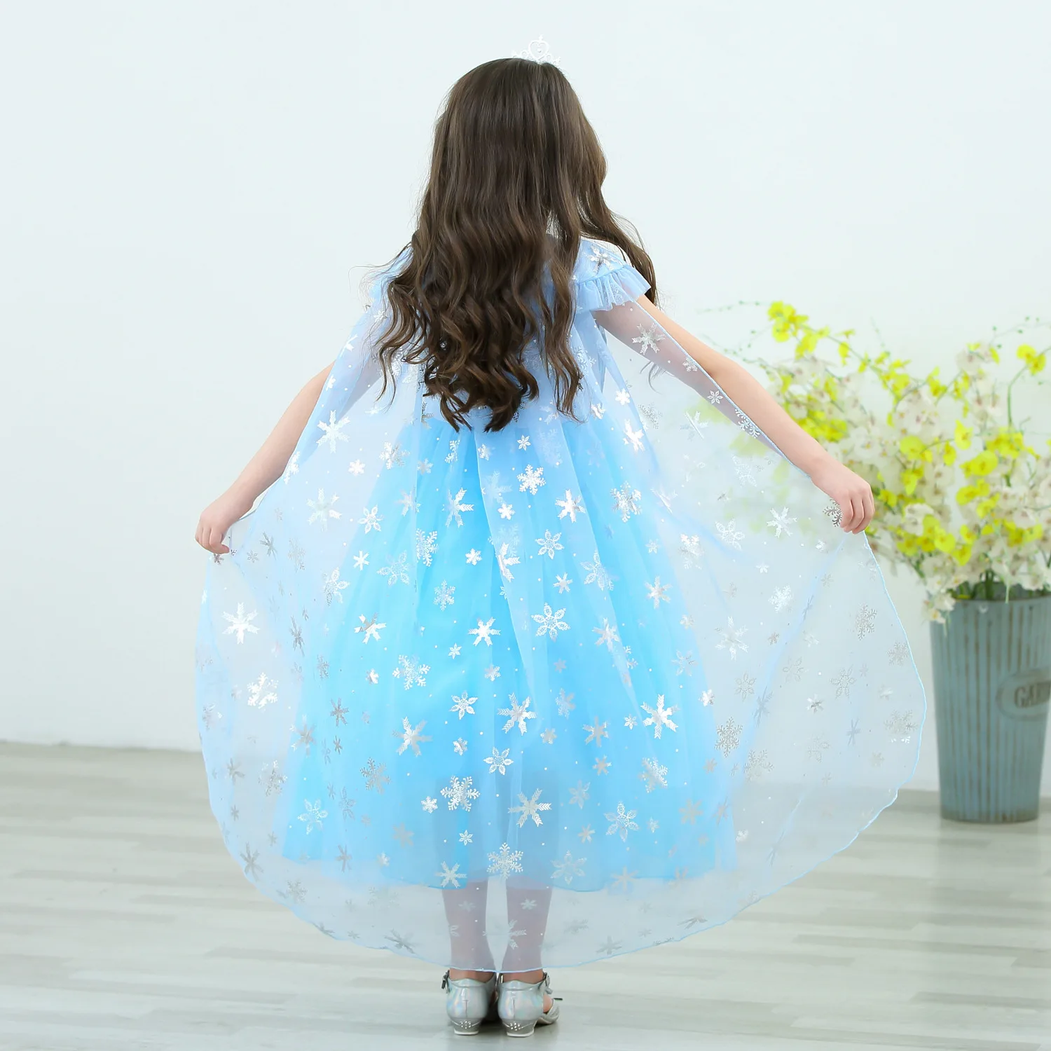 Girls Elsa Dress Kids Clothes Sequined Princess Costume with Cloak Children Snow Queen Halloween Birthday Cosplay Elsa Disfraz