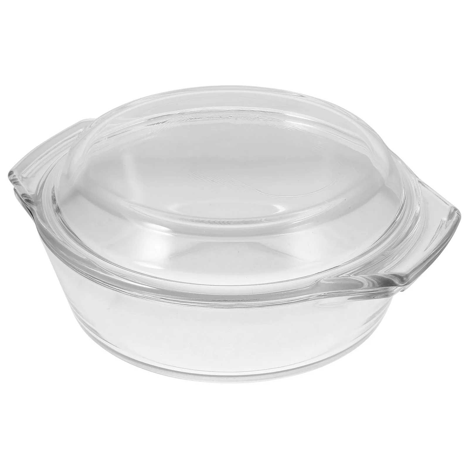 

Clear Round Glass Casserole 0.7L Teacolored Bowl Microwave Oven Safe Dishwasher Handles Mini Lid Smooth Edge Kitchen Bartender